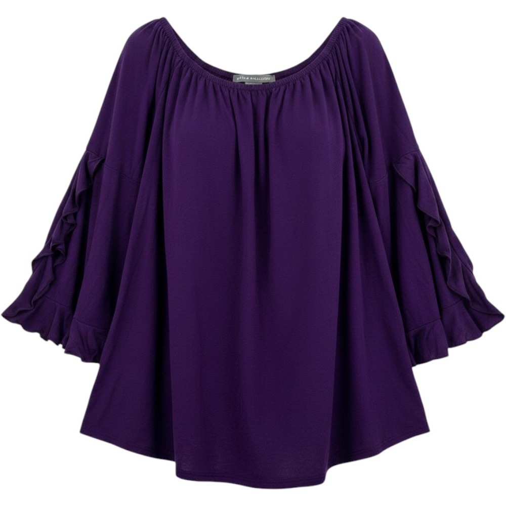 Kate & Mallory Purple Bell Sleeve Ruffle Off Shoulder Top Womens Sz S Flowy Top
